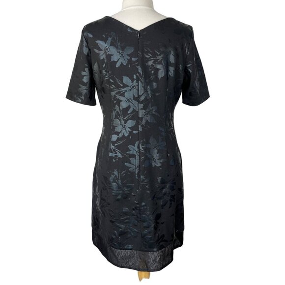 Nic and Zoe Floral Ponte Dress Womens Large Black Shiny Sheath - Picture 3 of 9